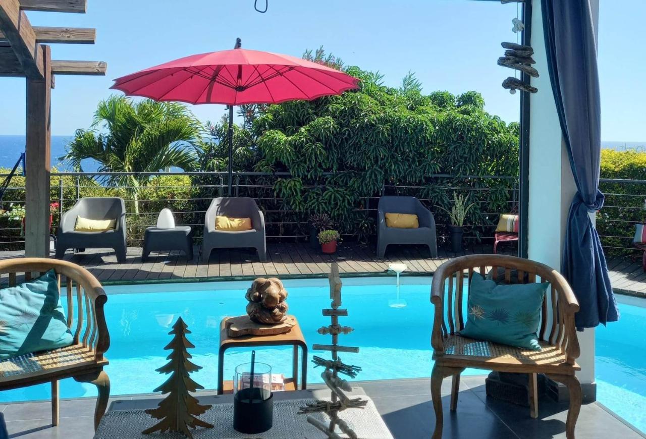 Suite Indigo Jacuzzi Prive Piscine Vue Mer Acces Cuisine Laverie Saint Pierre Luaran gambar